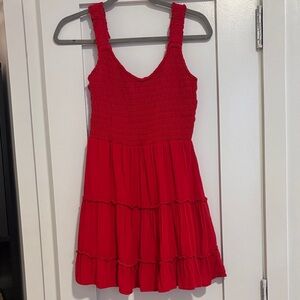 Boutique Vibrant Red Textured Dress